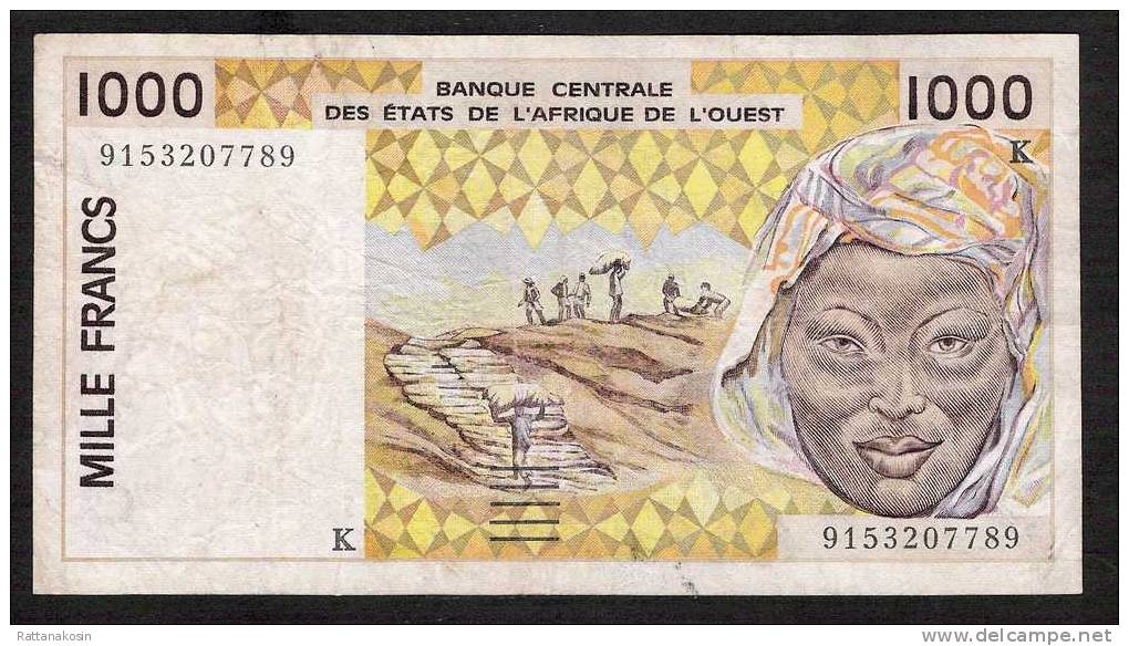 W.A.S. SENEGAL  P711Ka 1000 FRANCS 1991 Signature 22   VF   1 P.h. * FIRST DATE * - Senegal