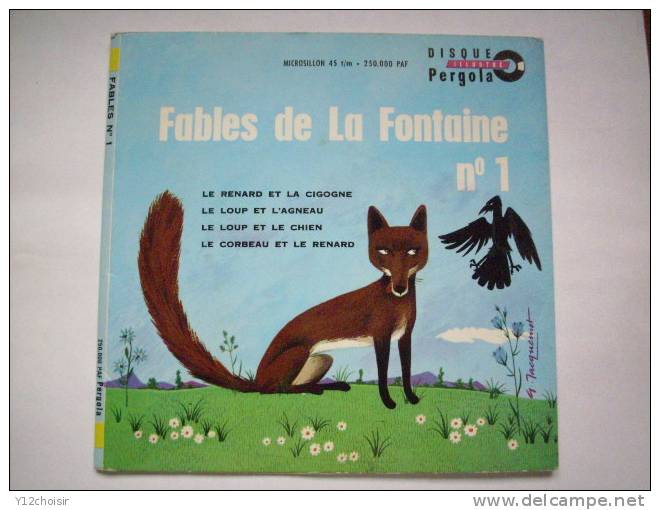 FABLES DE LA FONTAINE DISQUE VINYL 45 TOURS DEPLIANT - Otros Libros Narrados