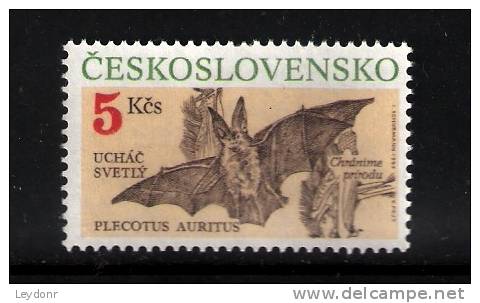 Czechoslovakia - Protected Animals - Plecotus Auritus - Bat - Scott 2807 MNH - Bats