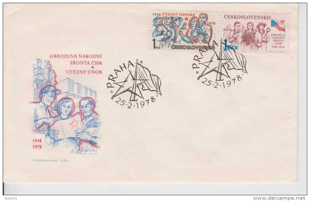 Tchécoslovaquie YT 2256/7 FDC : Front National Et Milice - FDC