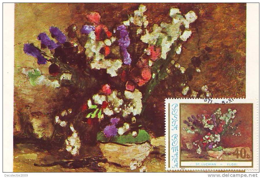 M225 Cartes Maximum Maxi Card Romania Impressionisme Stefan Luchian Fleurs Flowers - Impressionismus