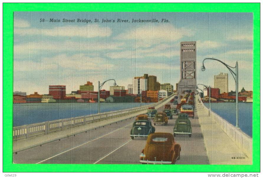 JACKSONVILLE, FL. - MAIN STREET BRIDGE - ANIMATED OLD CARS - DUVAL NEWS CO - - Jacksonville