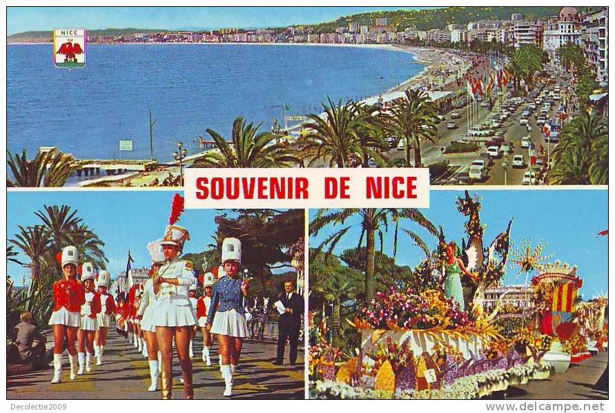 ZS766  Carnaval Souvenir De Nice La Promenade Des Anglais Majorettes And Flower Battle - Carnaval