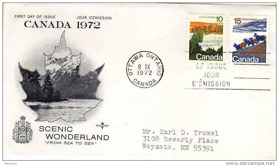 F.D.C. CANADA 1972.  Scenic Wonderland - 1971-1980