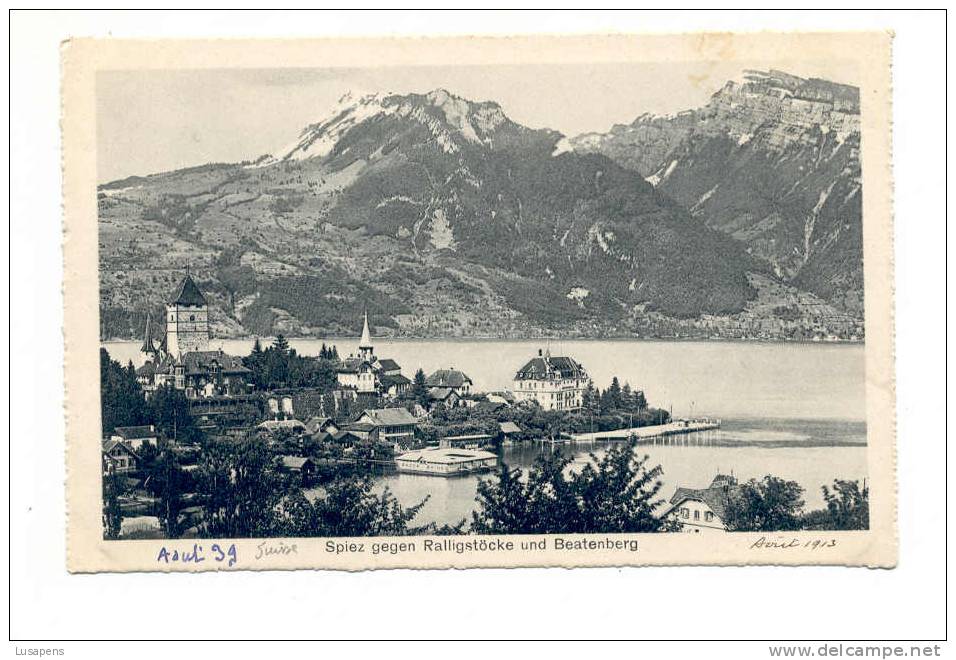 OLD FOREIGN 3235 - SUISSE SWISS SWITZERLAND - SPIEZ GEGEN RALLIGSTROCKE UND BEATENBERG - Beatenberg