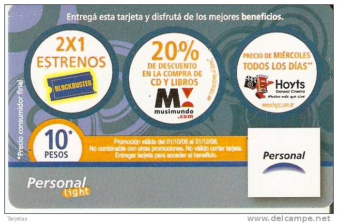 TARJETA DE ARGENTINA DE PERSONAL DE 10 PESOS - Argentinië