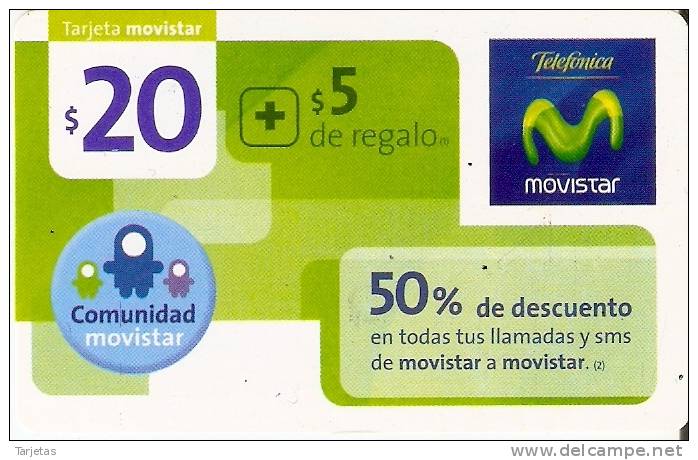 TARJETA DE ARGENTINA DE TELEFONICA MOVISTAR DE $20  COMUNIDAD MOVISTAR - Argentine