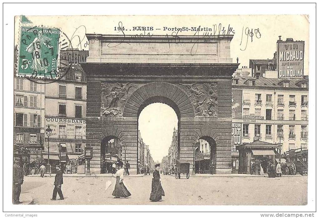 PORTE ST MARTIN - VUE DU FBG - ANIM. 1910 - District 10