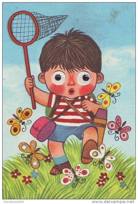 ZS1321 Insects Butterflyes Pappilons Relief Caricature Boy Looking For Butterflyes - Insekten