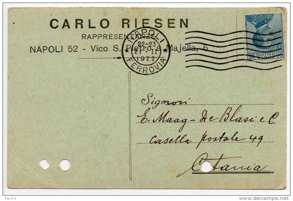 NAPOLI  21.02.1922 - Card Cartolina - "Rappresentanze CARLO RIESEN"  Firma Cent. 25 Isolato - Publicity