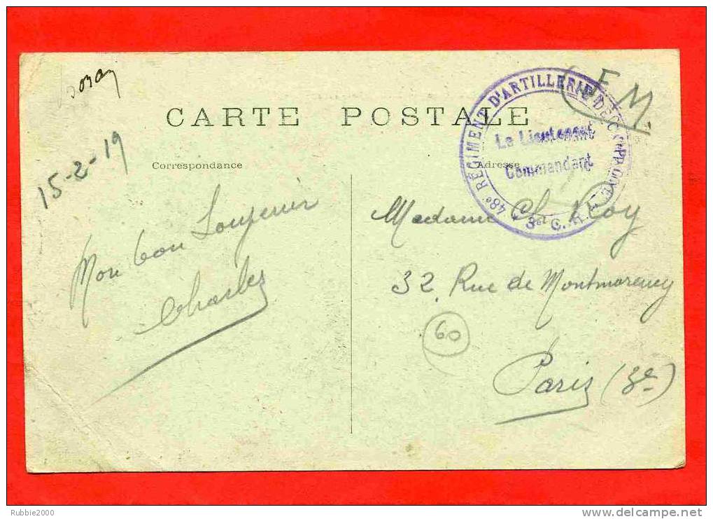 LIANCOURT 1919 L HOTEL DE VILLE CACHET MILITAIRE REGIMENT ARTILLERIE DE COMPIEGNE CARTE EN BON ETAT - Liancourt