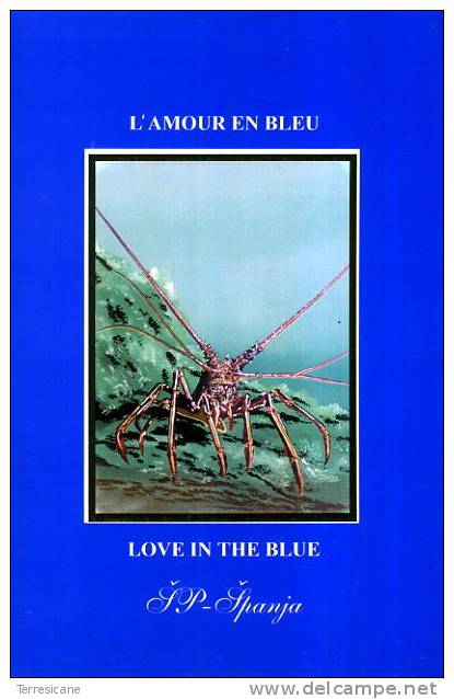 L'AMOUR EN BLUE LOVE IN THE BLUE POSTCARD NEW ARAGOSTA Tematica Pesci - Fish & Shellfish