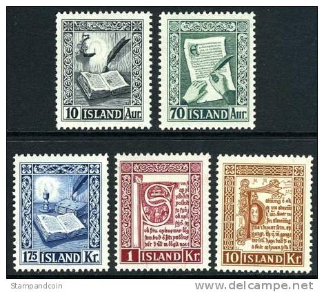 Iceland #278-82 Mint Hinged Reykjabok Set From 1953 - Unused Stamps