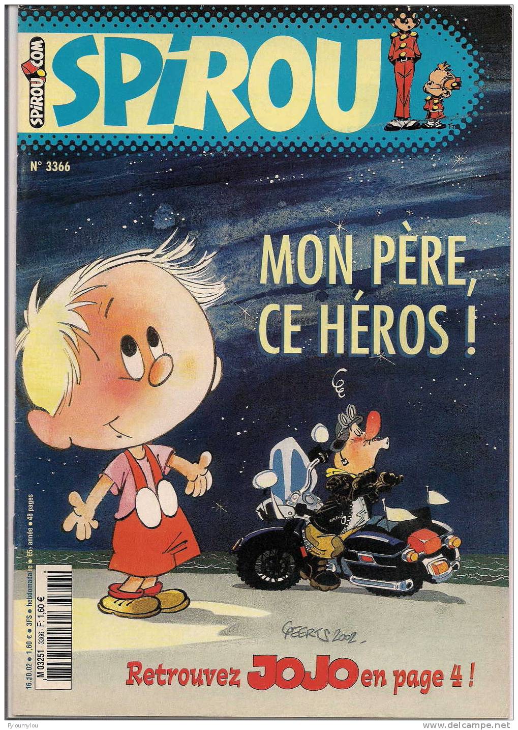 Spirou  - MON PERE CE HEROS ! Numéro 3366 - 16.10.02 - Spirou Magazine