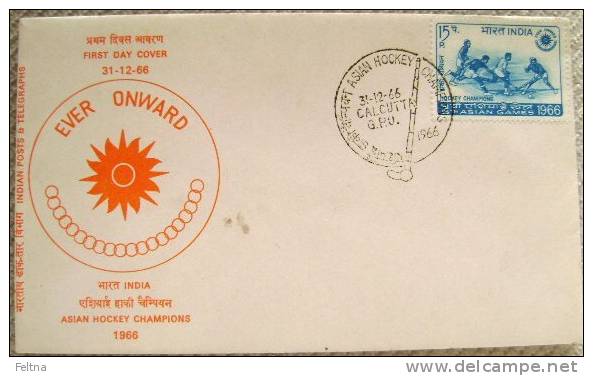 1966 INDIA FDC FOR ASIAN FIELD HOCKEY CHAMPIONSHIP - Hockey (su Erba)