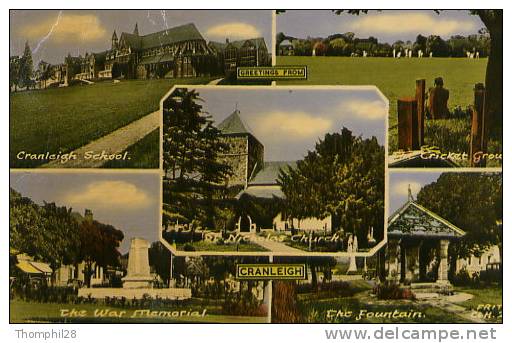 CRANLEIGH - Carte Multivues : Cranleigh School / Cricket Ground / War Memorial / Fountain / St Nicholas Church - Surrey