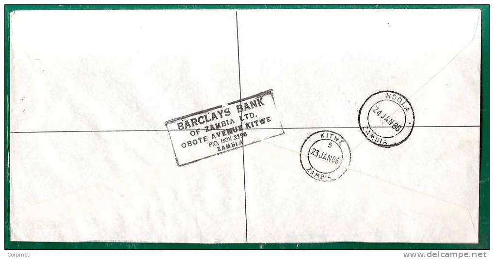 ZAMBIA  - VF 1986 Topical FLAGS - FLORA - ONU REGISTERED COVER KITWE To NEW JERSEY - Zambie (1965-...)