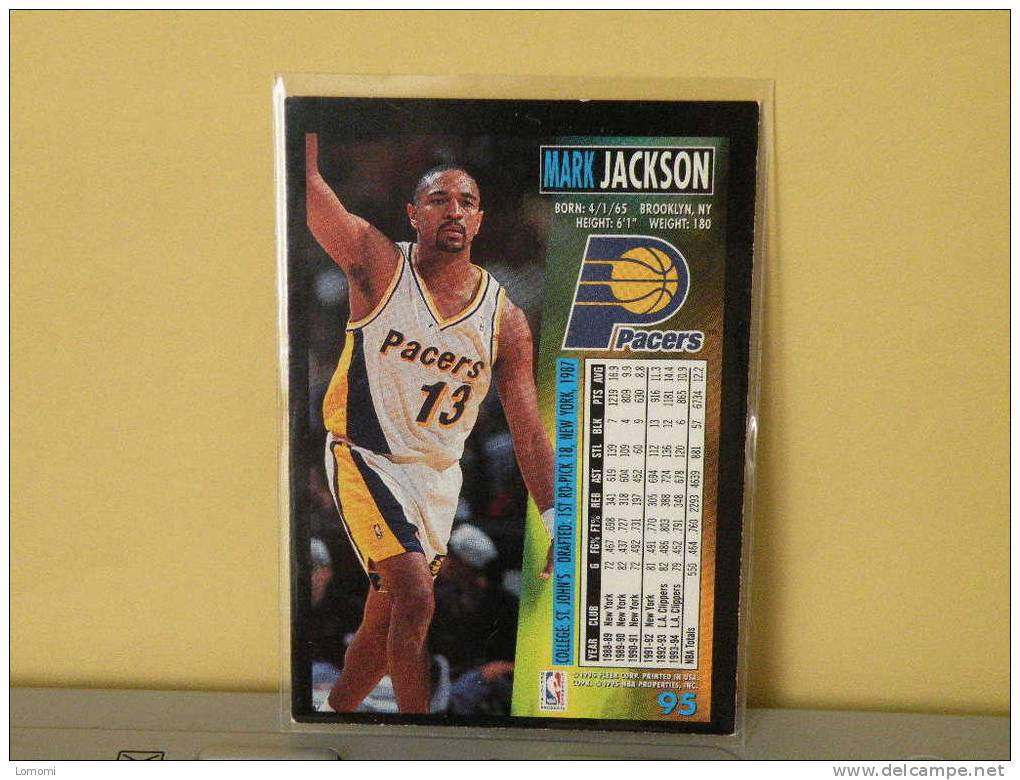 INDIANA PACERS - G - 94 / 95 ( Carte ) MARK JACKSON - N.B.A . N° 95 . 2 Scannes - Indiana Pacers