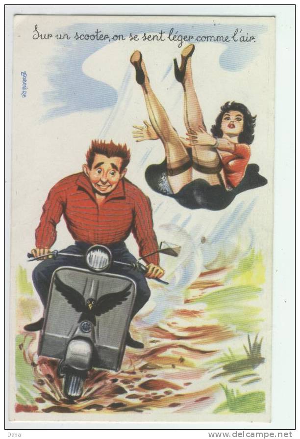 CARTE Signée Carrière. Sur Un Scooter.... - Carrière, Louis