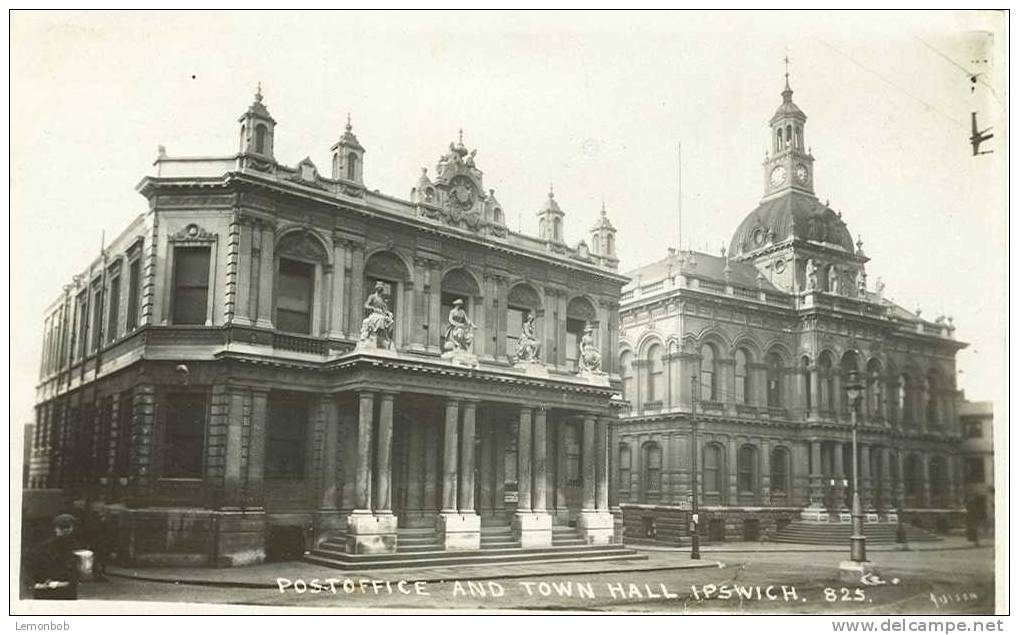 Britain United Kingdom - Postoffice And Town Hall, Ipswich Old Postcard [P159] - Ipswich