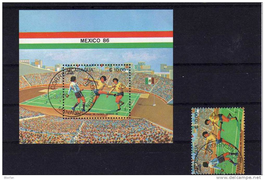 Stadion Fussball WM Mexiko 1986 Nicaragua 2560+ Block 162 O 3€ Sport Football Bloc Soccer Sheet Of America - 1986 – México