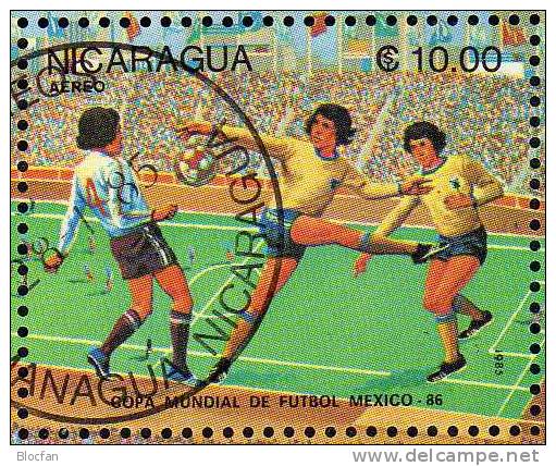 Stadion Fussball WM Mexiko 1986 Nicaragua 2560+ Block 162 O 3€ Sport Football Bloc Soccer Sheet Of America - 1986 – México