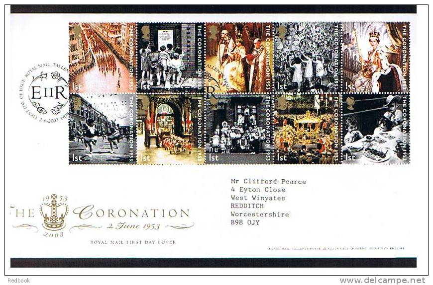 2003 GB FDC First Day Cover - The Coronation - 10 Stamps  - Ref 474 - 2001-2010 Decimal Issues