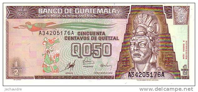 GUATEMALA  50 Centavos De Quetzal  Daté Du 09-01-1998   Pick 98    ***** BILLET  NEUF ***** - Guatemala