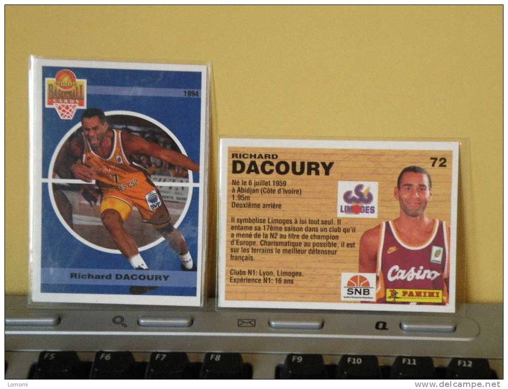 Carte  Basketball, 1994 équipe -  Limoges - Richard DACOURY - N° 72  - 2scan - Habillement, Souvenirs & Autres