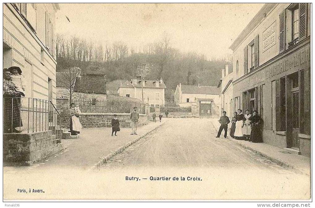 Cp 95  BUTRY Quartier De La Croix , ( Pub Chocolat Menier , épicerie MARTIN DAVID ) - Butry