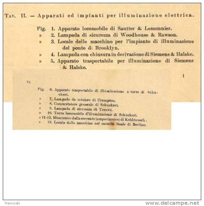 H.GÖRGES E K.ZICKLER:ELETTROTECNICA- 102 INCISIONI-ATLANTE 6 TAVOLE LITOGRAFICHE-ELETTRICITA' -LAMPIONI-1894-