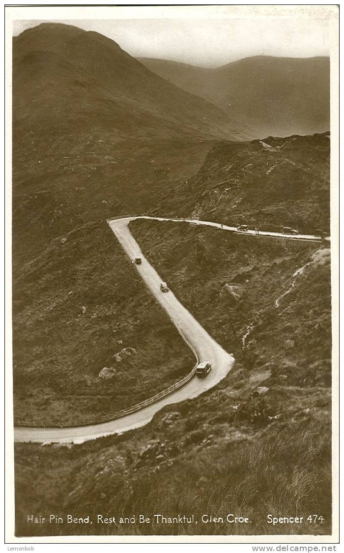 Britain United Kingdom - Hair Pin Bend And Be Thankful, Glen Croe Old Postcard [P219] - Argyllshire