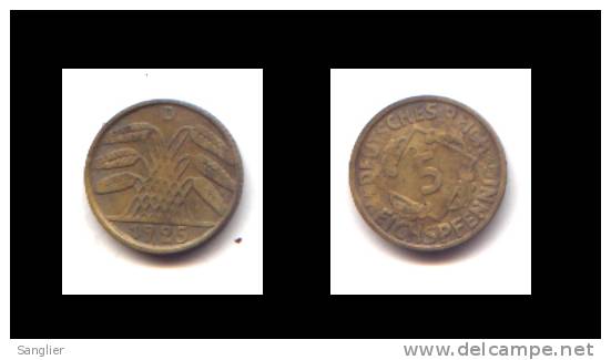 5 REICHPFENNIG 1925 D - 5 Renten- & 5 Reichspfennig