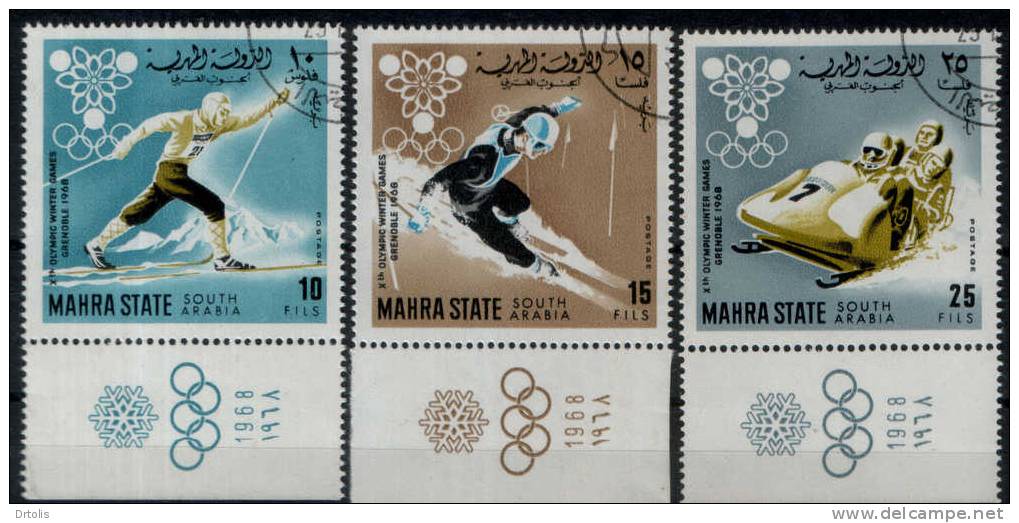 SOUTH ARABIA ( MAHRA STATE ) / WINTER OLYMPIC GAMES / GRENOBLE 68 / 5 VFU STAMPS / 3 SCANS . - Hiver 1968: Grenoble