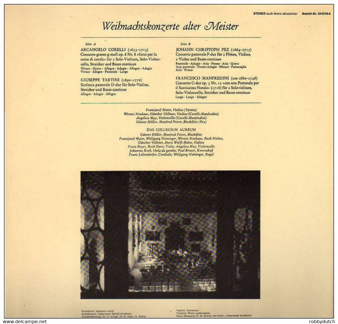 * LP *  COLLEGIUM AUREUM - WEIHNACHTSKONZERTE ALTER MEISTER (Germany Mint!!!) - Weihnachtslieder