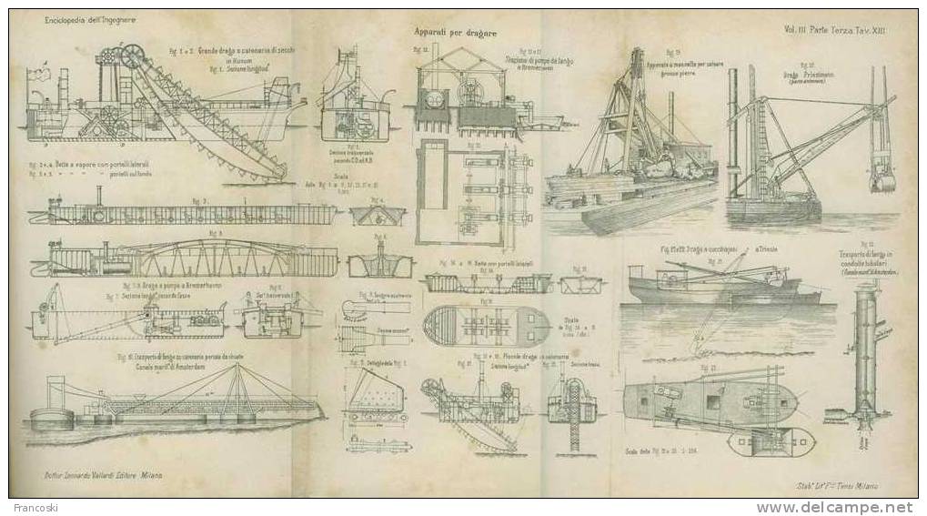 L.FRANZIUS:COSTRUZIONI MARITTIME-MARE,NAVE,PORTO,MOLO,FARO-277 INCISIONI-ATLANTE 30 TAVOLE LITOGRAFICHE-1897- - Textes Scientifiques