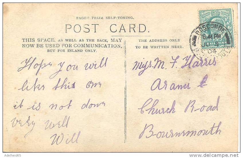 Real Photo On Art Deco Card 1904 Boscombe Cancellation - Autres & Non Classés
