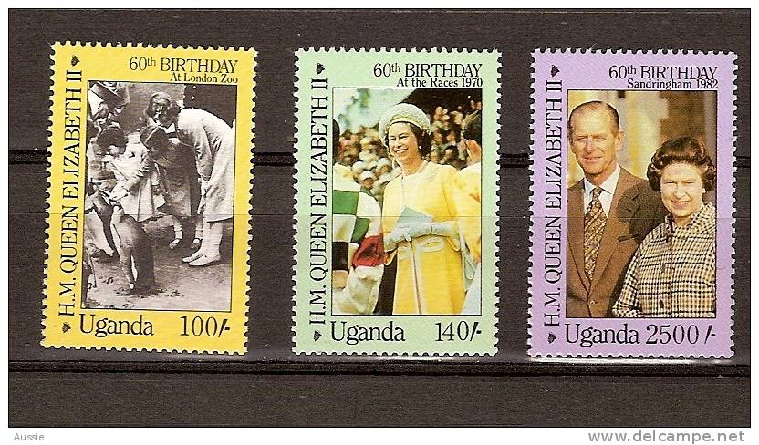 Ouganda Uganda 1986 Yvertn° 410-12 *** MNH Cote 6 € Reine Elizabeth II - Uganda (1962-...)