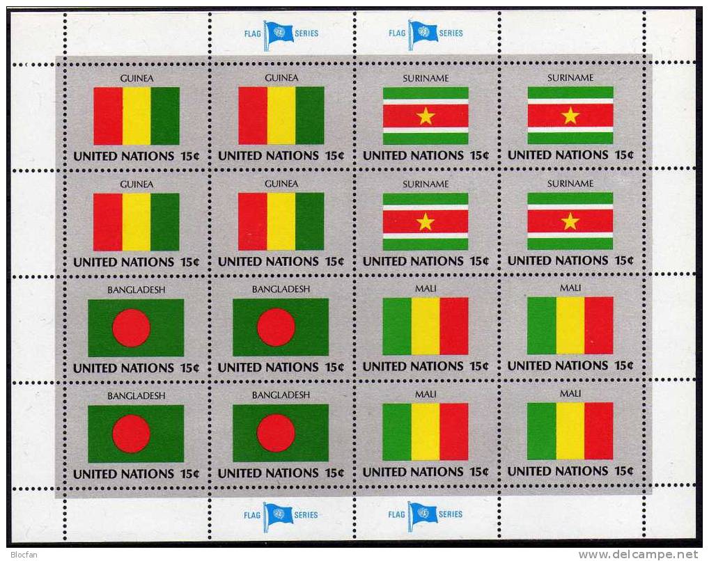 Flagge Bangladesch 1980 UNO New York 354, 4-Block+Kleinbogen ** 5€ Hoja Bloc M/s United Nation Flags Sheet Bf BANGLADESH - Otros & Sin Clasificación