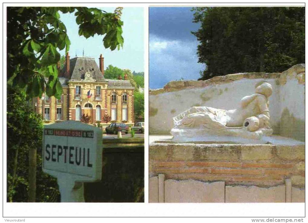 CPSM.  SEPTEUIL. LA MAIRIE ET LE NYMPHEE. PHOTO D. ALLOUIS 1995. TIRAGE 500 EXEMPLAIRE. - Septeuil