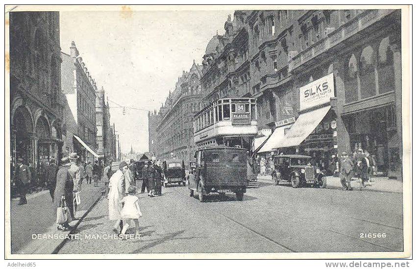 Manchester Deansgate, People, Great Cars, Tram, Trolley 34, Silks Fabrics Store, Valentine Silveresque - Manchester