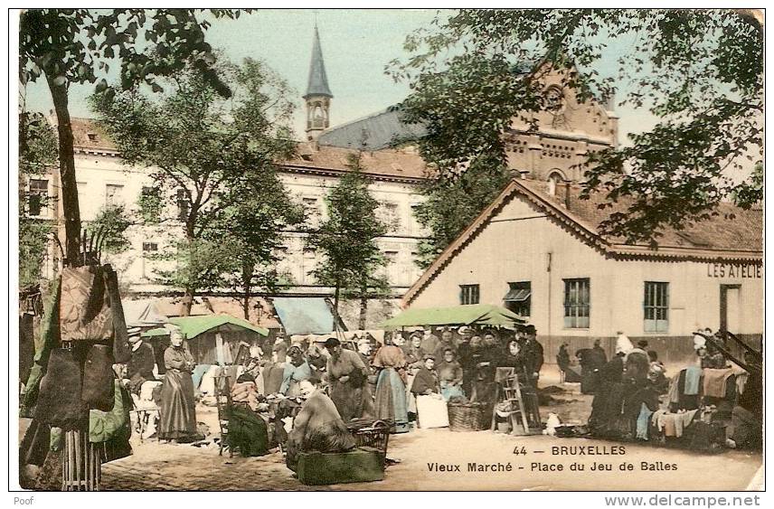 Brussel / Bruxelles : Vieux Marché- Place Du Jeu De Balles ---1909 ( Uitg Grand Bazar) - Markets