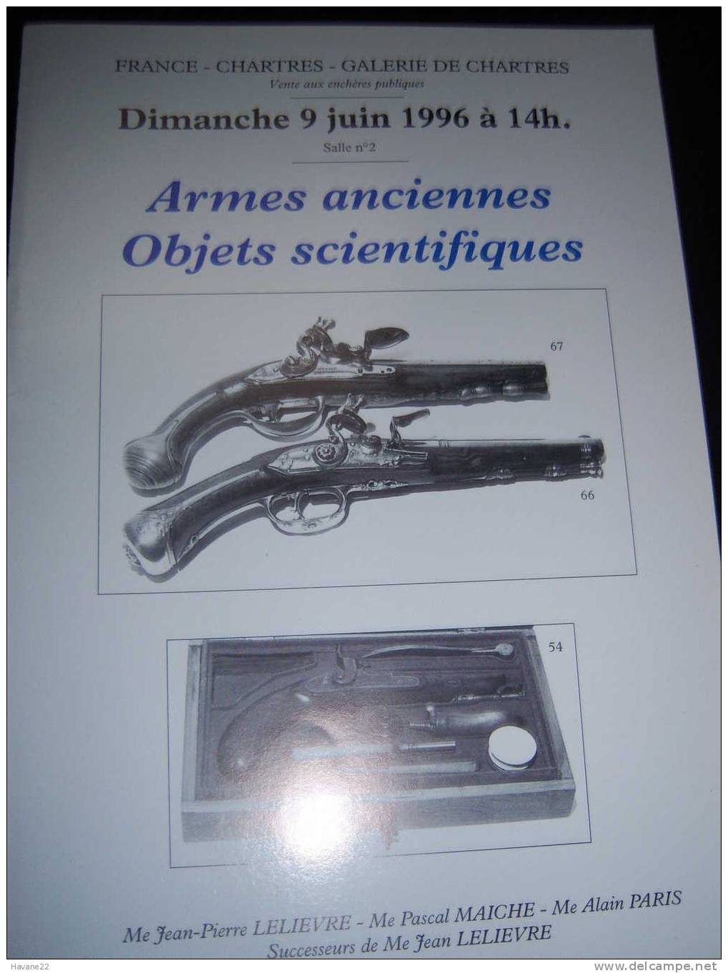 CAT VENTE ARMES ANCIENNES OBJETS SCIENTIFIQUES - Francia