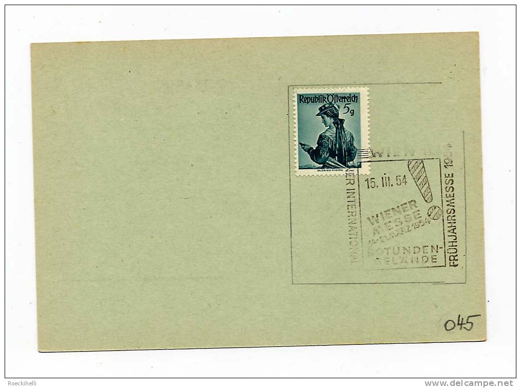 15.III.1954  - Sonderstempel-Blatt -  Wiener Internat.  Frühjahrsmesse  (SSt 045) - Briefe U. Dokumente