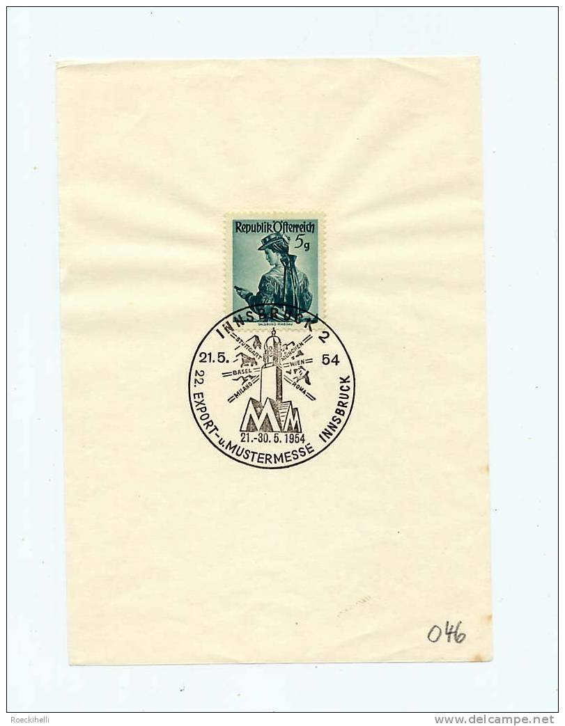 21.5.1954  -  Sonderstempel-Blatt -  22. Export-u. Mustermesse Innsbruck (SSt 046) - Briefe U. Dokumente