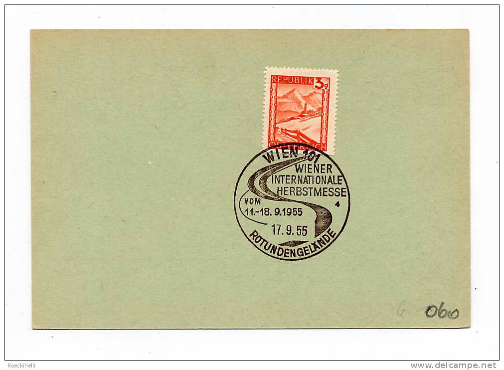 Sonderstempel-Blatt  - 17.9.55 -  Wien 101 - Wiener Internat. Herbstmesse. (SSt 060) - Briefe U. Dokumente