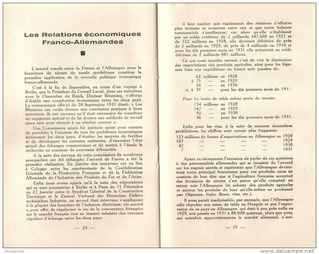 Fascicule De L’Accord Franco-Allemand Sur Les Engrais Azotés Synthétique De 1932 - Derecho