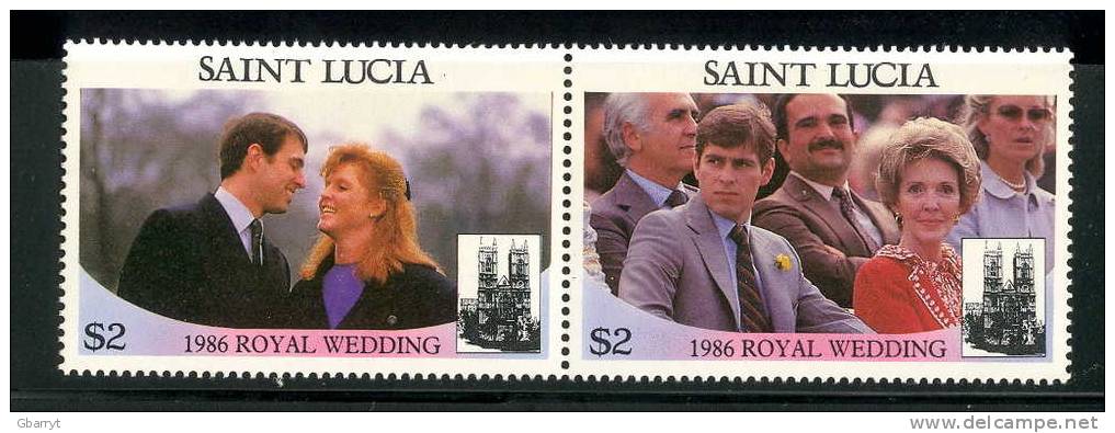 St Lucia Scott # 839 - 840 MNH VF Complete. Prince Andrew, Sarah Ferguson - St.Lucie (1979-...)