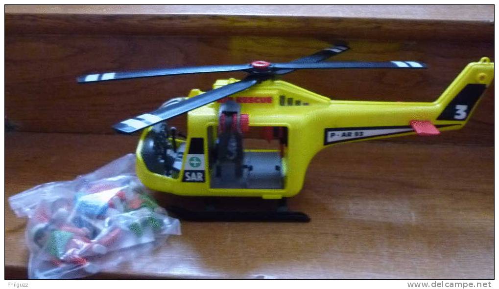 PLAYMOBIL EQUIVALENCE BOITE 3845 HELICOPTERE DE SECOURS 1996 A 2002 Incomplète - Playmobil