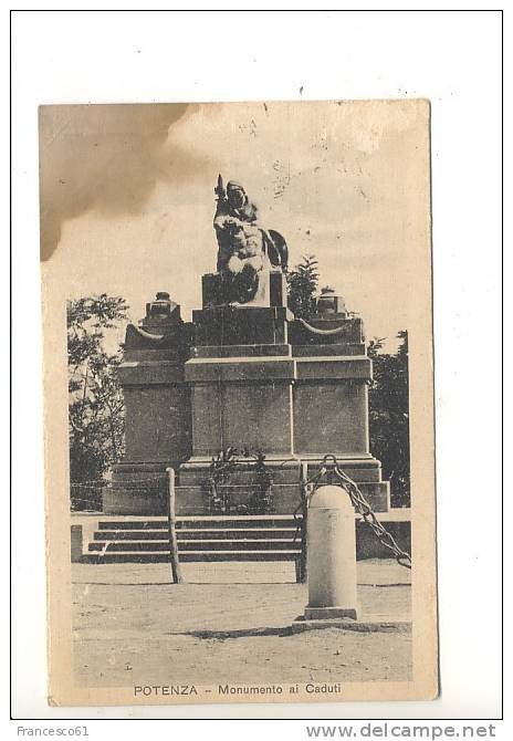 $$$ Basilicata POTENZA Monumento Caduti 1933 Viaggiata - Umidità Macchie Francobollo Abraso - Potenza